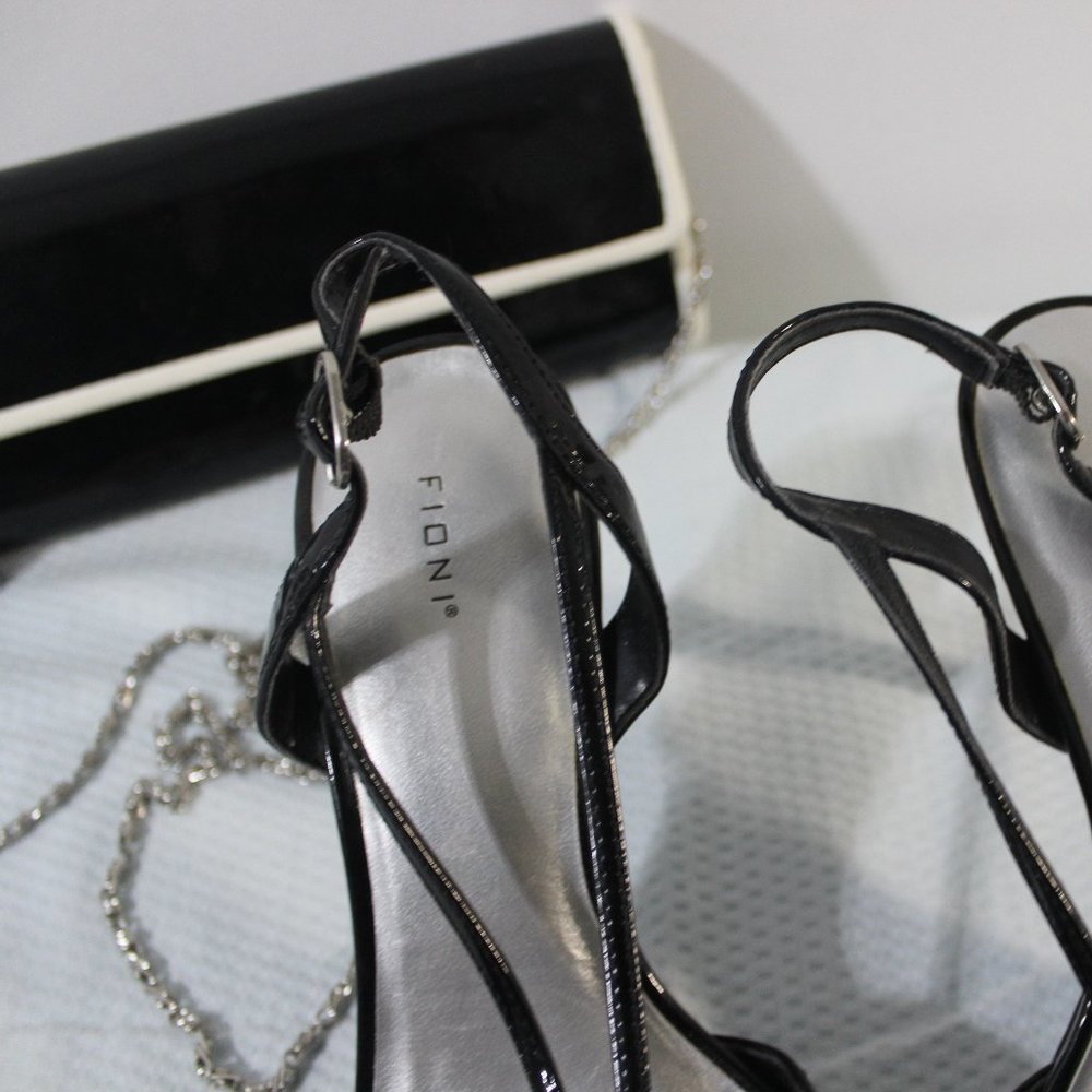 π€ Fioni Black White Patent Stiletto Heels Size 7 - Picture 2 of 11